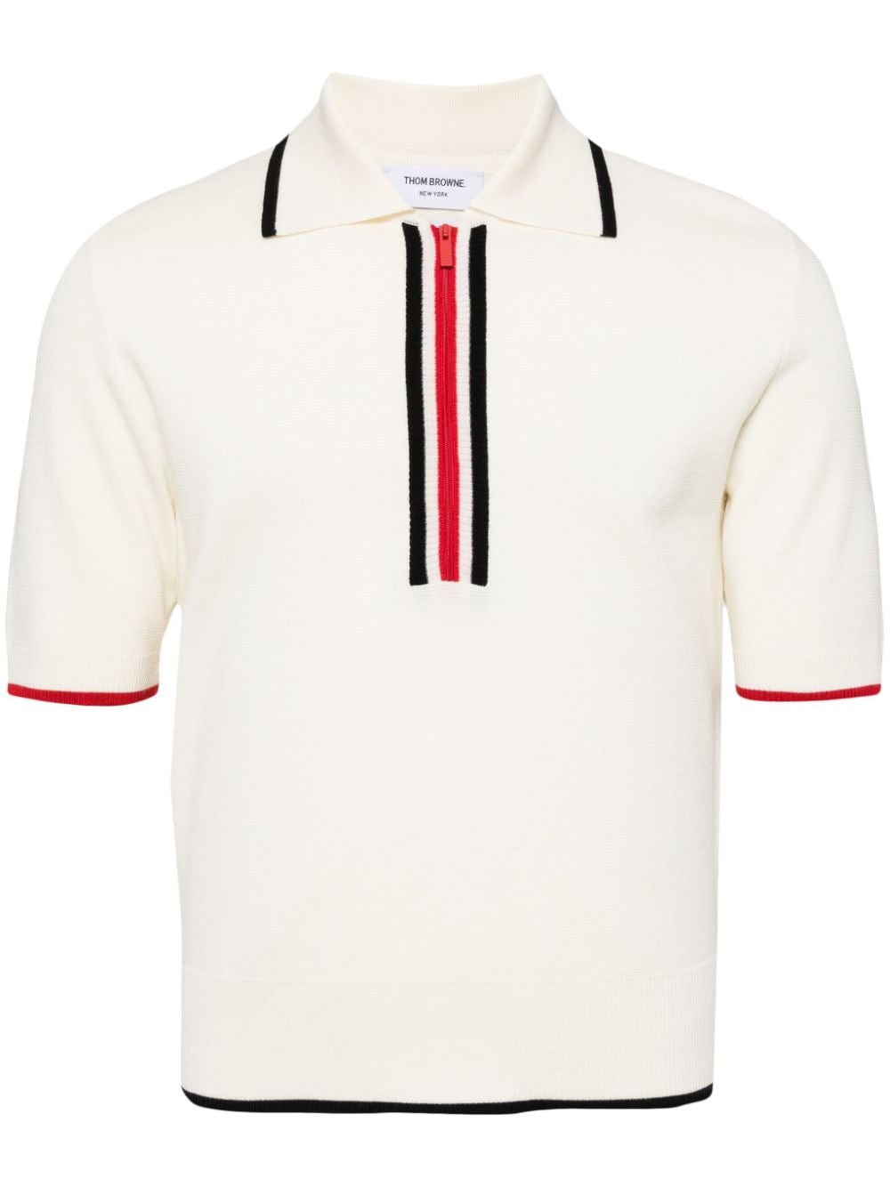 Thom Browne RWB stripe short sleeves Milano stitch polo - Neutrals von Thom Browne