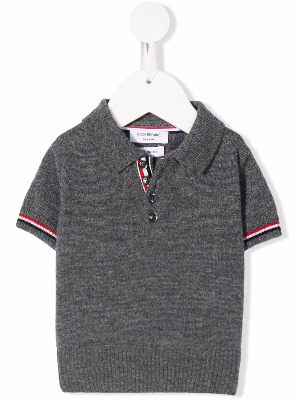 Thom Browne Kids RWB trim knitted polo top - Grey von Thom Browne Kids