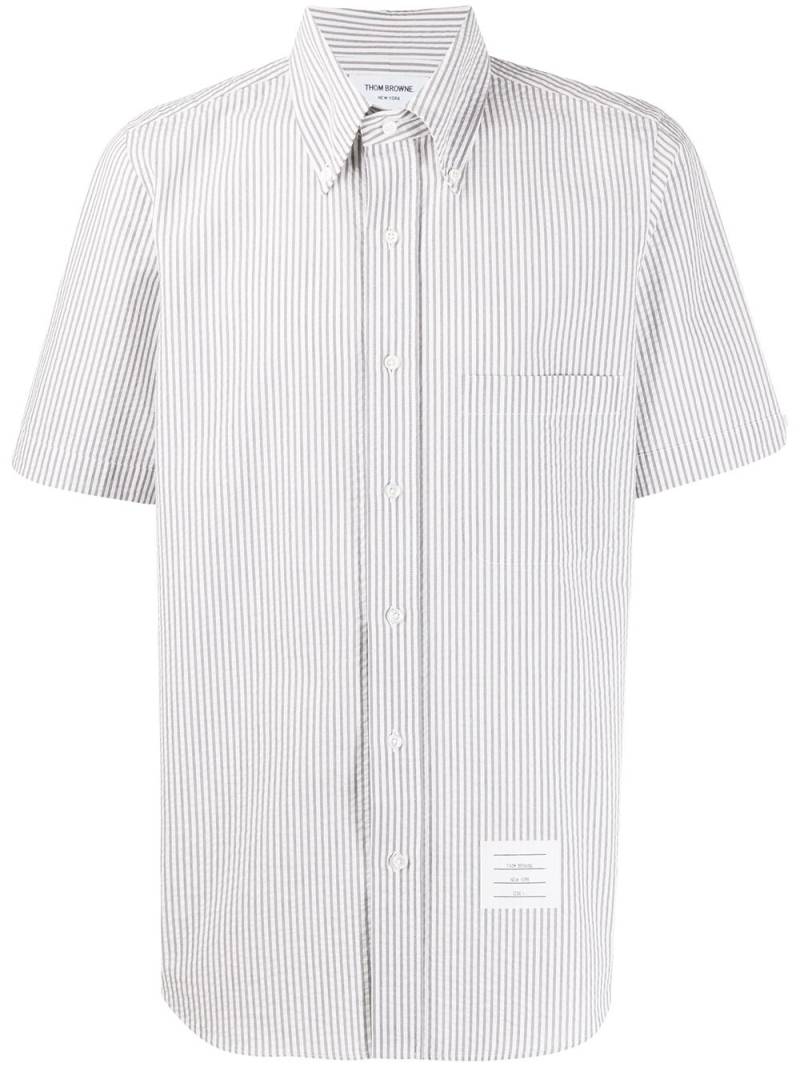 Thom Browne striped short-sleeved seersucker shirt - Grey von Thom Browne