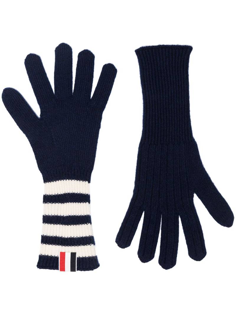 Thom Browne 4 Bar cashmere gloves - Blue von Thom Browne