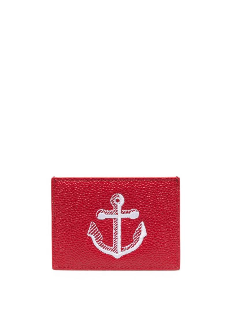 Thom Browne anchor-embroidered leather cardholder von Thom Browne