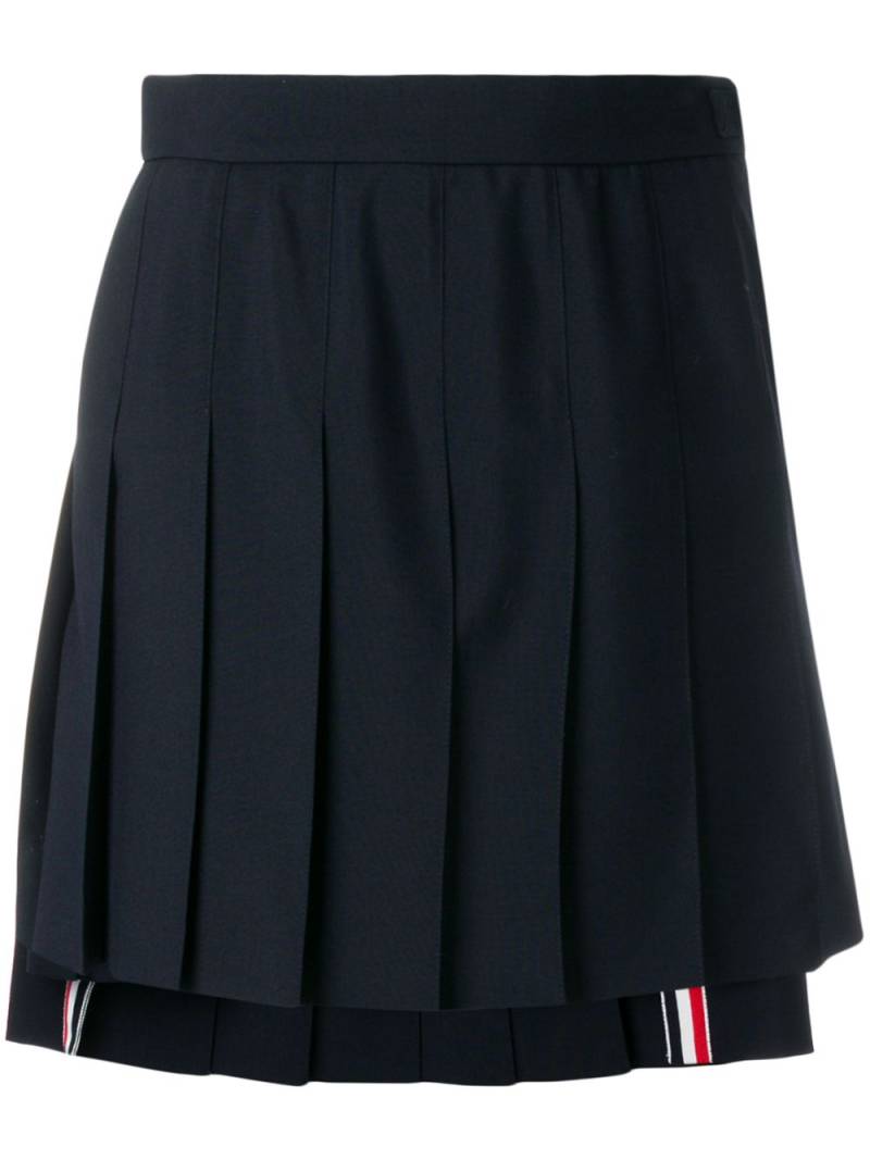 Thom Browne asymmetric pleated miniskirt - Blue von Thom Browne