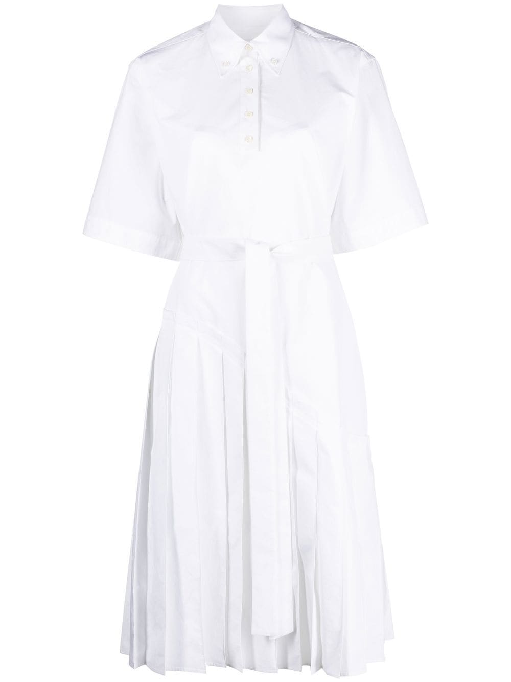 Thom Browne asymmetrical pleated shirtdress - White von Thom Browne