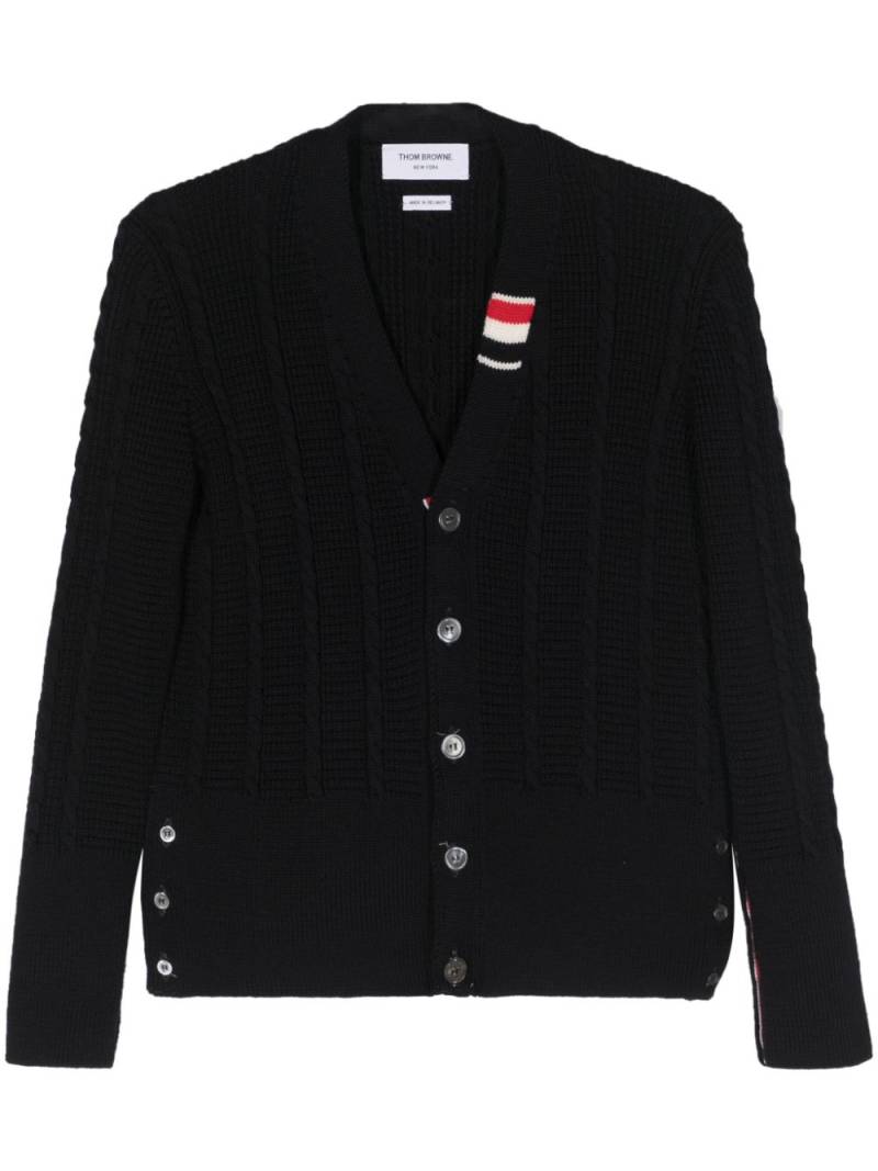 Thom Browne cable-knit virgin-wool cardigan - Blue von Thom Browne