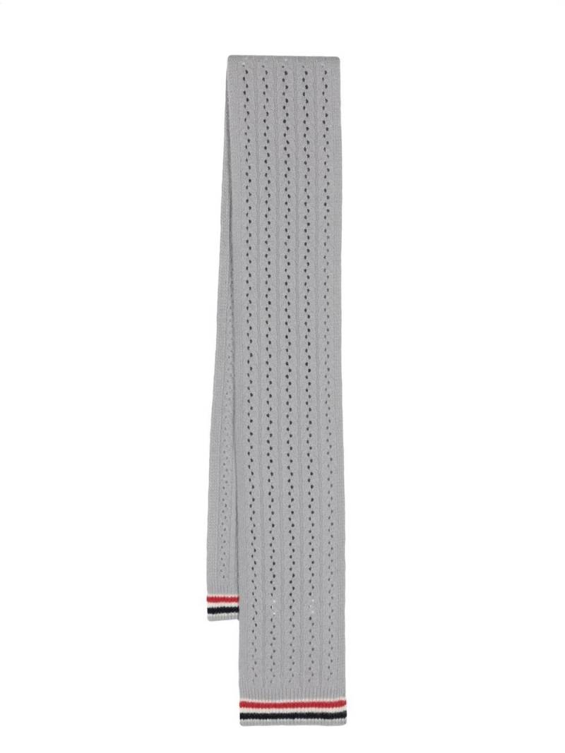 Thom Browne cable pointelle-knit scarf - Grey von Thom Browne