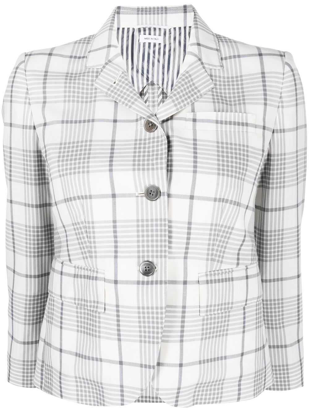 Thom Browne check-pattern cropped blazer - Grey von Thom Browne