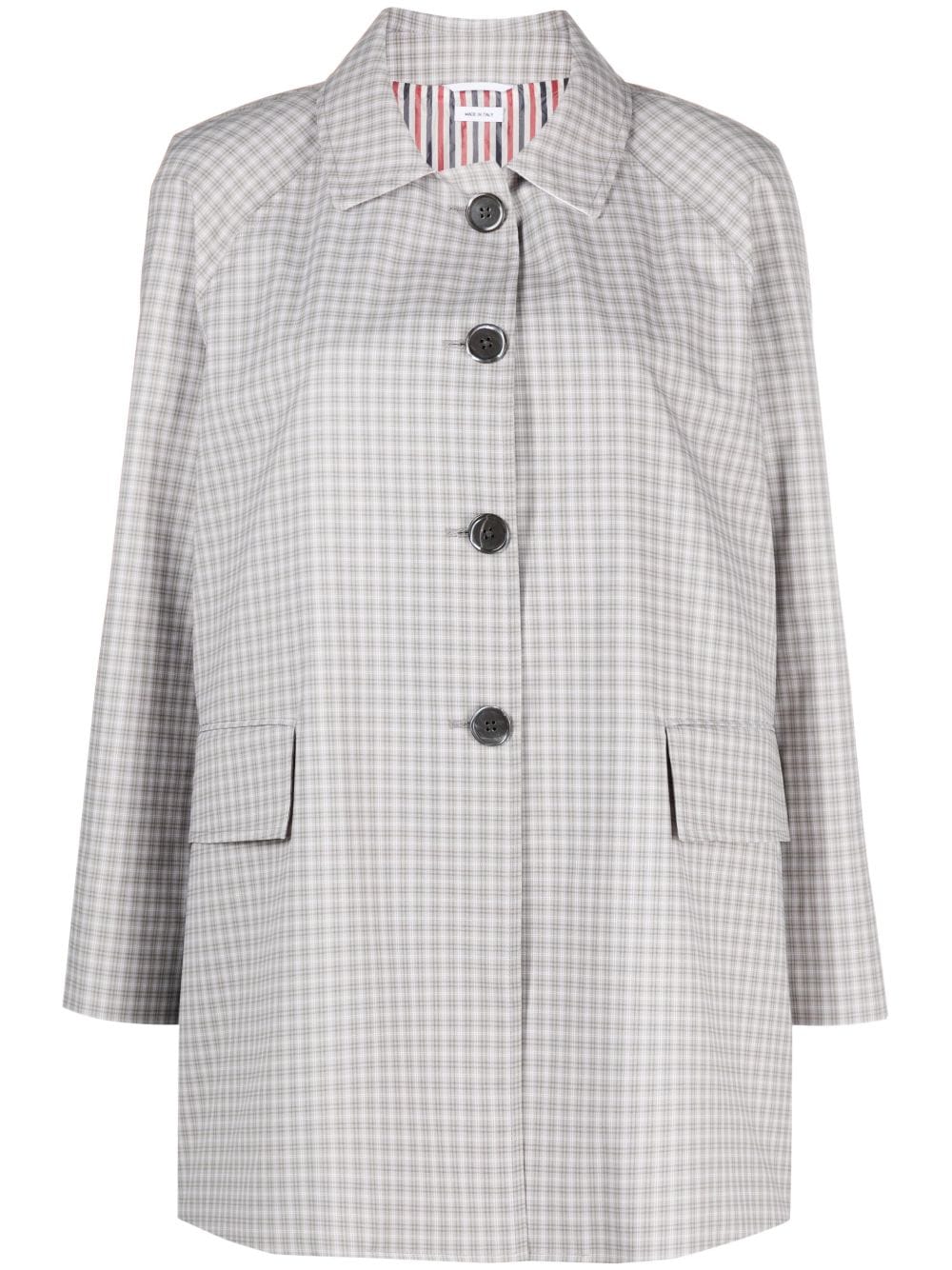 Thom Browne check-pattern cropped coat - Grey von Thom Browne