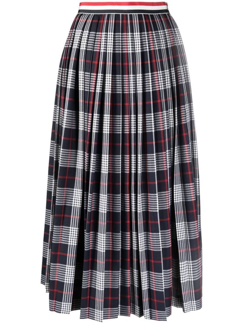 Thom Browne checked pleated skirt - Blue von Thom Browne