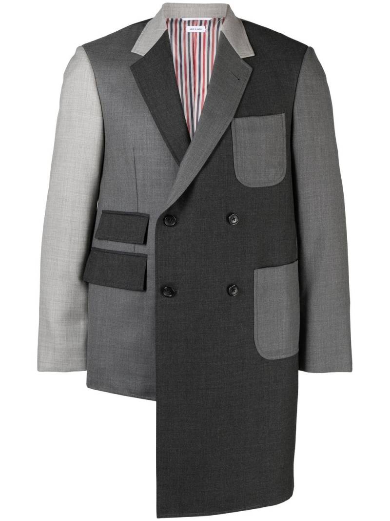 Thom Browne colour-block double-breasted coat - Grey von Thom Browne