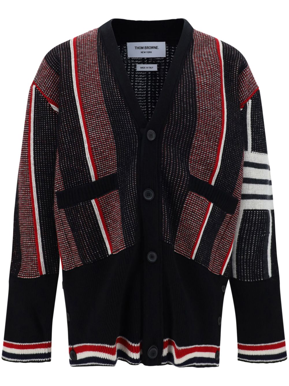 Thom Browne colour-block wool cardigan - Black von Thom Browne