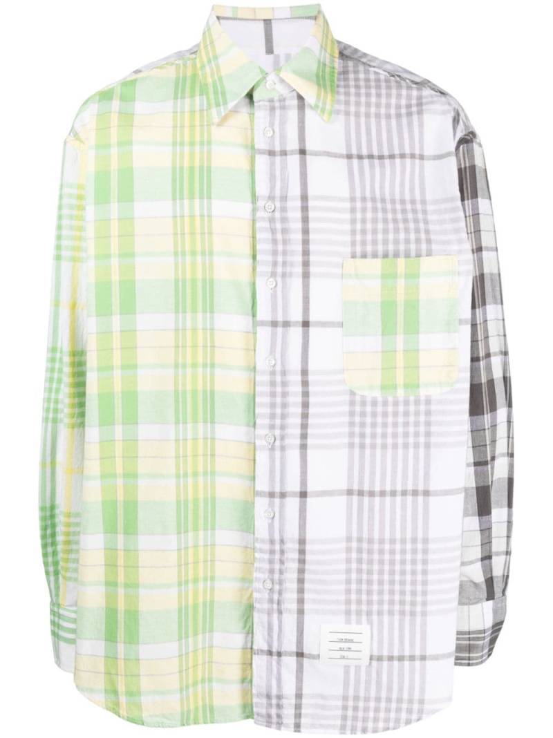 Thom Browne colourblock plaid shirt - Grey von Thom Browne