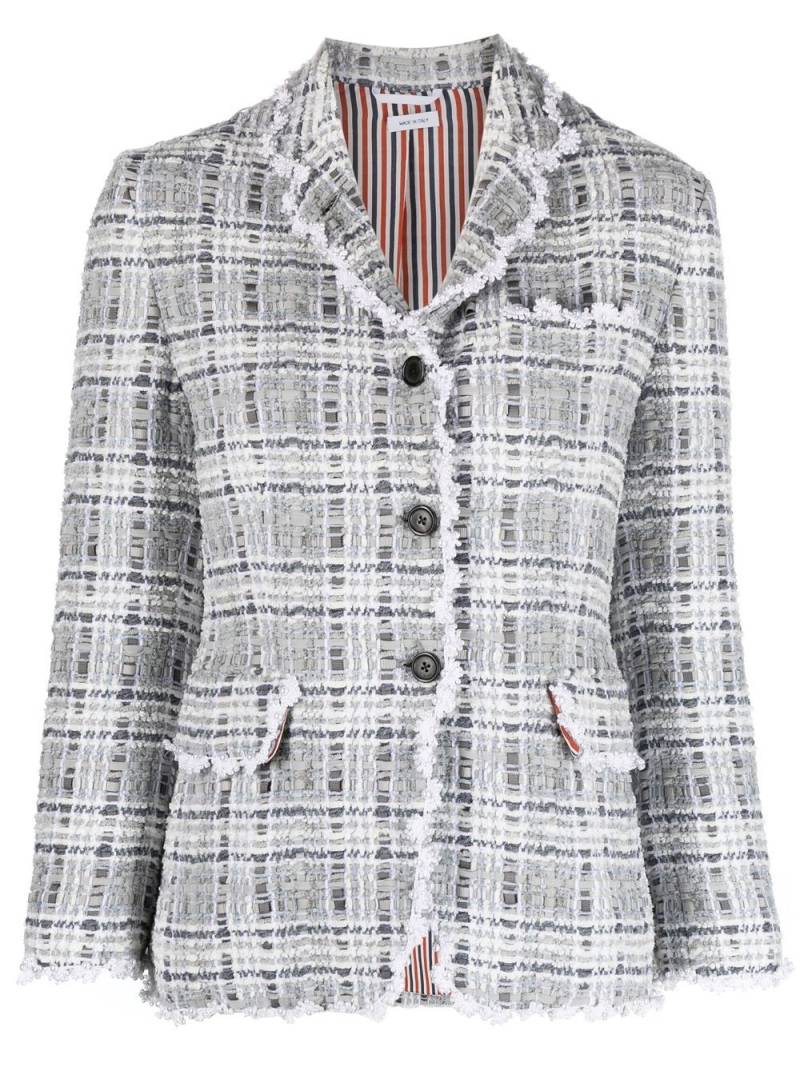 Thom Browne crochet-trim single-breasted blazer - Grey von Thom Browne