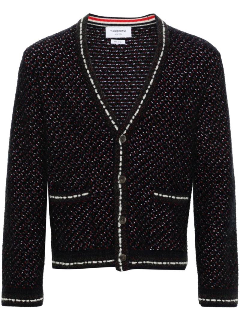 Thom Browne decorative-stitch bouclé cardigan - Blue von Thom Browne