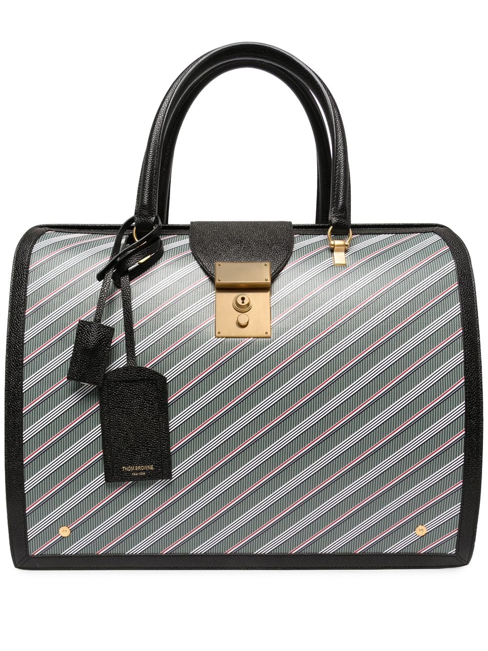 Thom Browne diagonal-stripe briefcase - Blue von Thom Browne