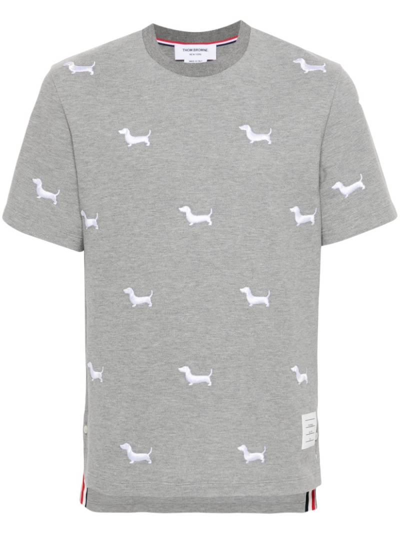 Thom Browne dog-embroidery T-shirt - Grey von Thom Browne