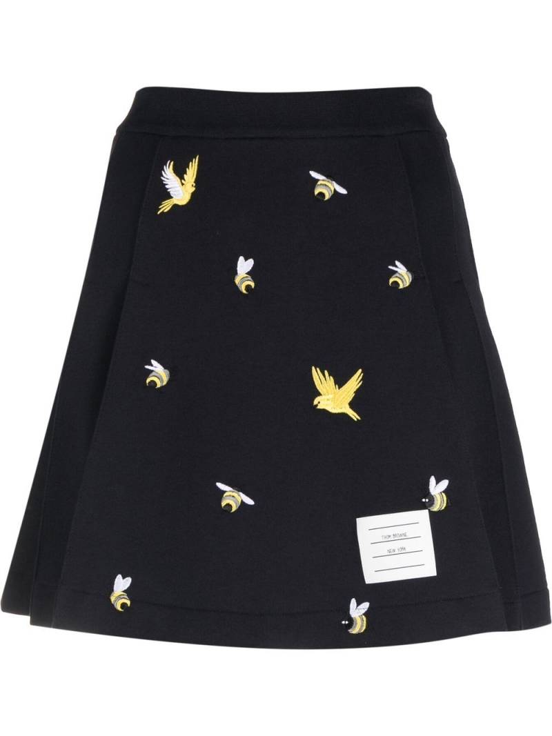 Thom Browne embroidered A-line skirt - Blue von Thom Browne