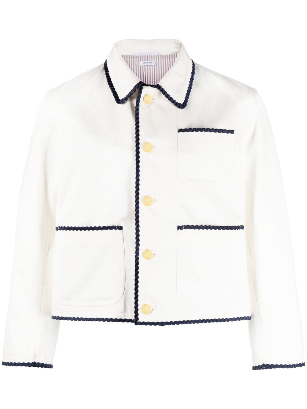 Thom Browne embroidered-anchor buttoned cotton jacket - White von Thom Browne