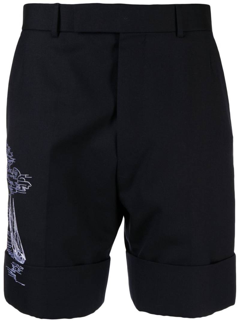 Thom Browne embroidered tailored shorts - Blue von Thom Browne