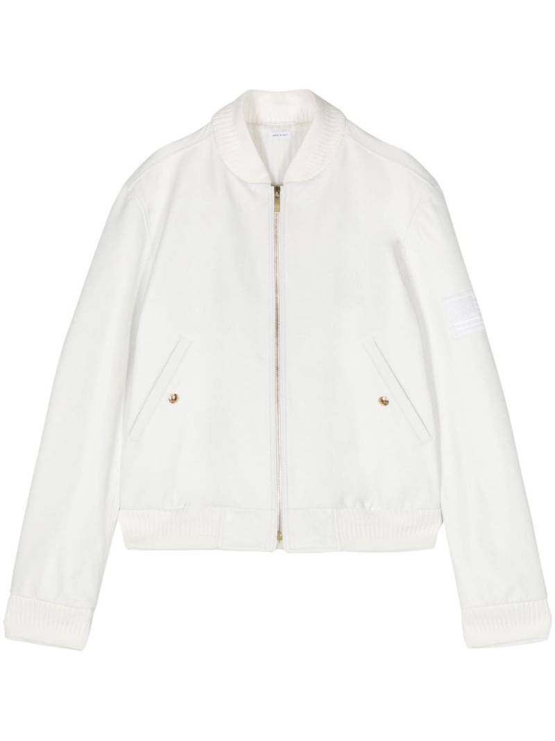 Thom Browne flag-patch leather bomber jacket - White von Thom Browne