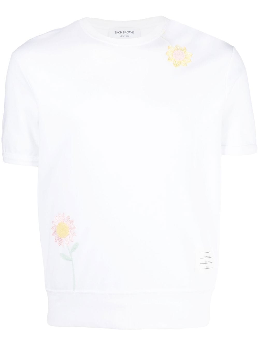 Thom Browne floral-embroidered cotton T-shirt - White von Thom Browne