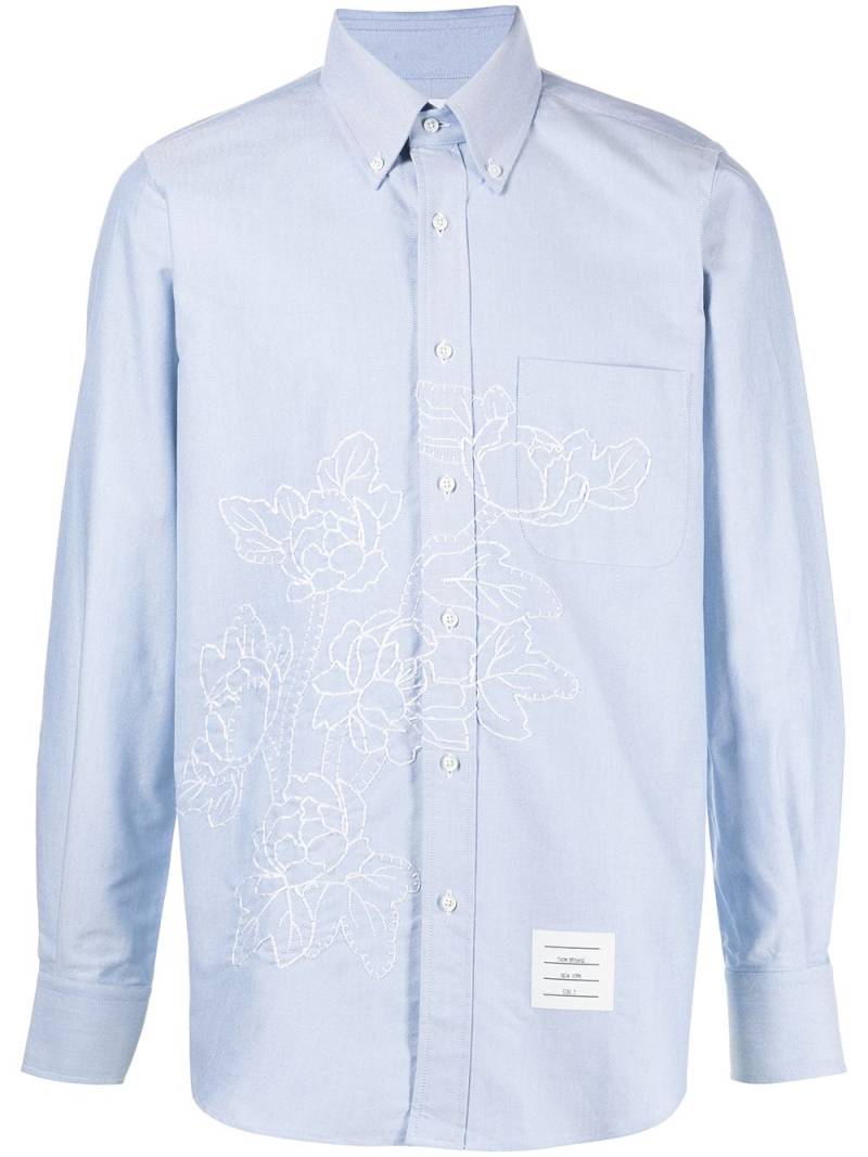 Thom Browne floral-embroidered long-sleeve shirt - Blue von Thom Browne