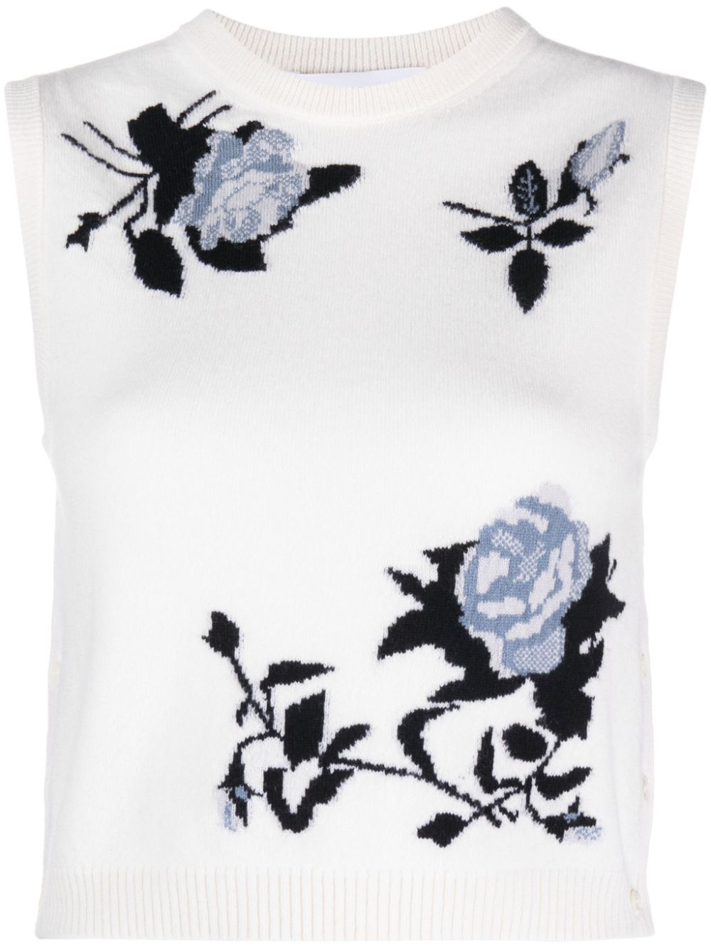 Thom Browne floral-intarsia sleeveless knitted top - Neutrals von Thom Browne