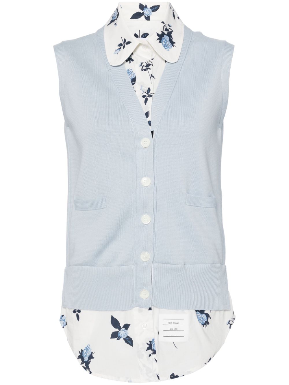 Thom Browne floral-print layered cotton shirt - Blue von Thom Browne