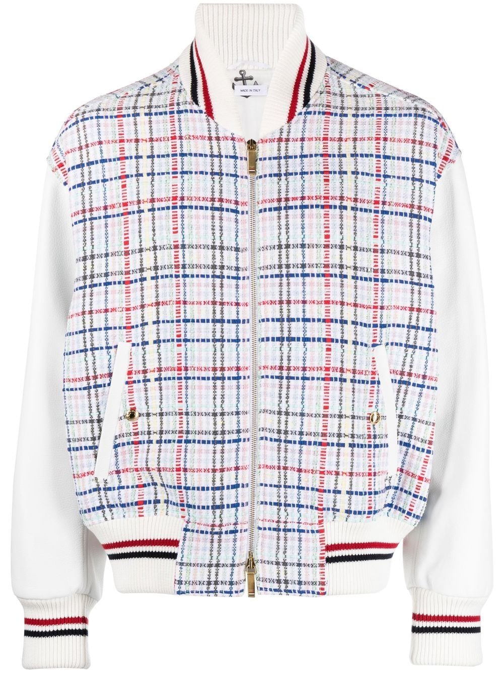 Thom Browne gingham-check bomber jacket - White von Thom Browne