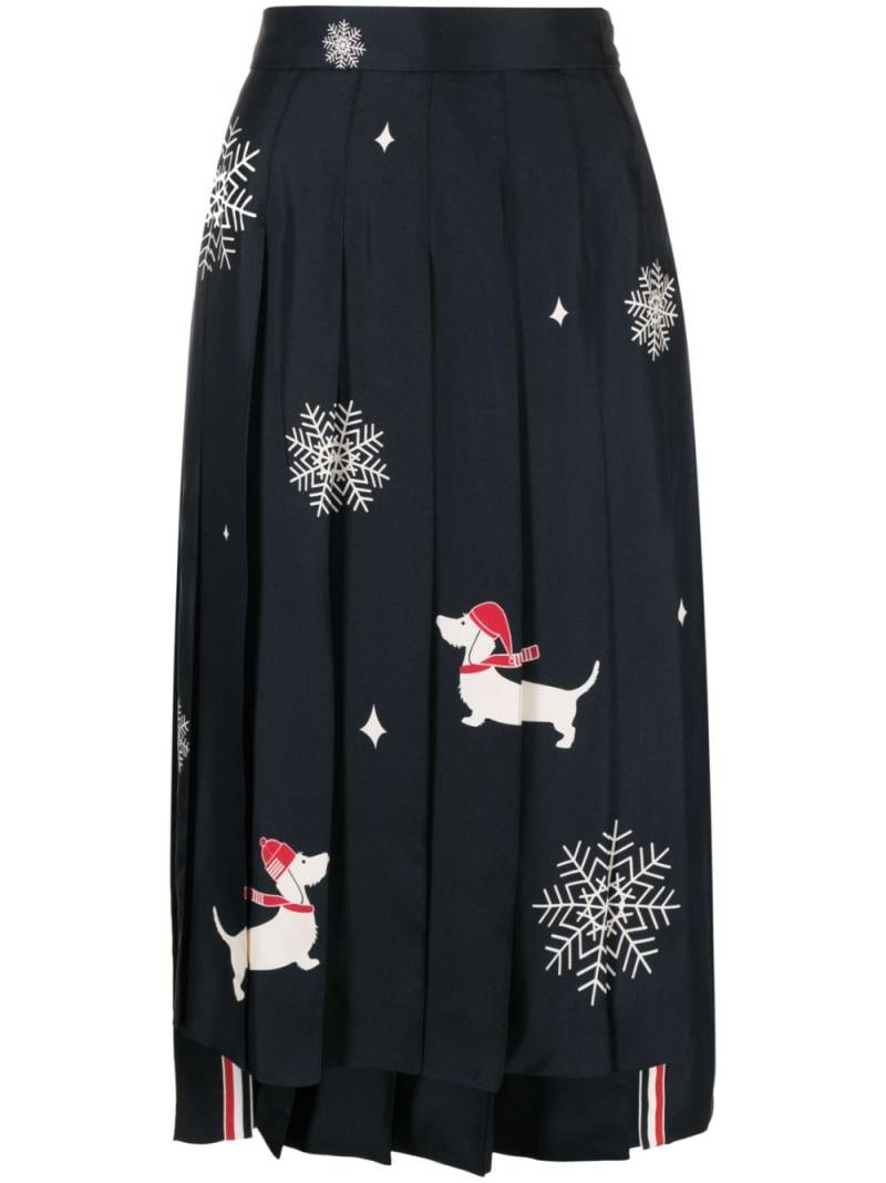 Thom Browne graphic-print pleated skirt - Blue von Thom Browne