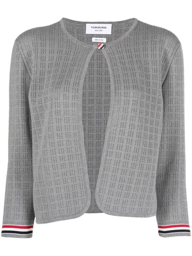 Thom Browne grid-stitch cropped cardigan - Grey von Thom Browne