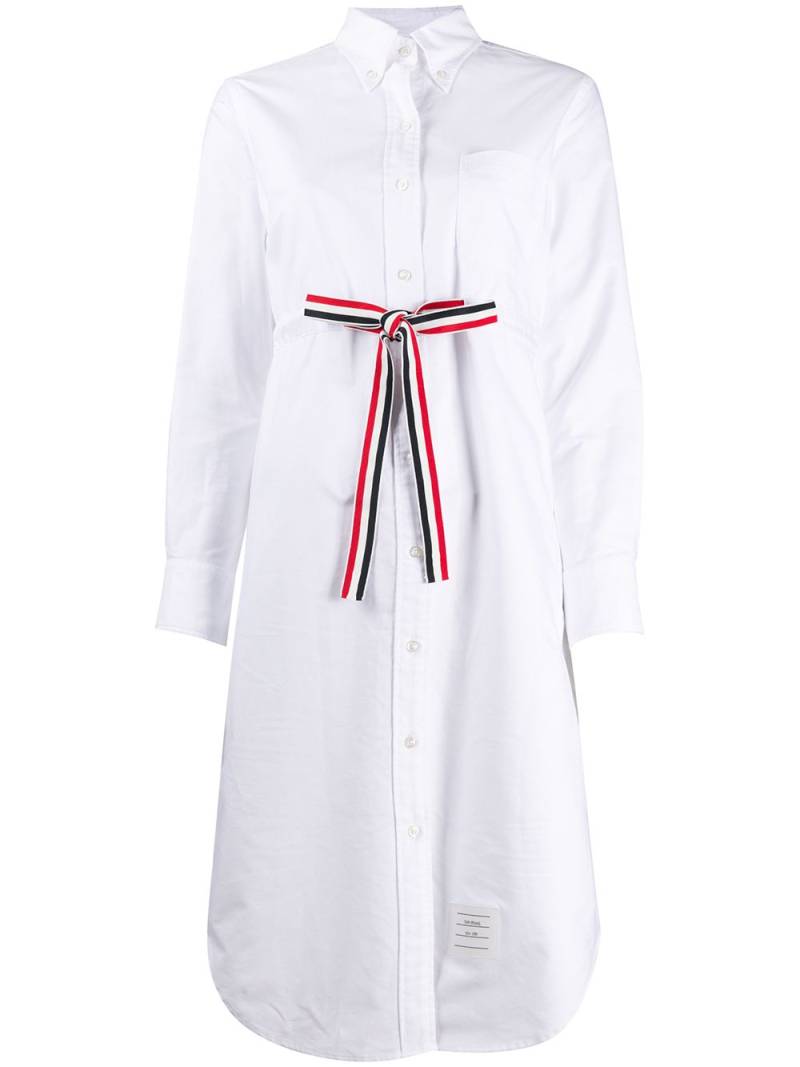 Thom Browne grosgrain belt Oxford shirt dress - White von Thom Browne