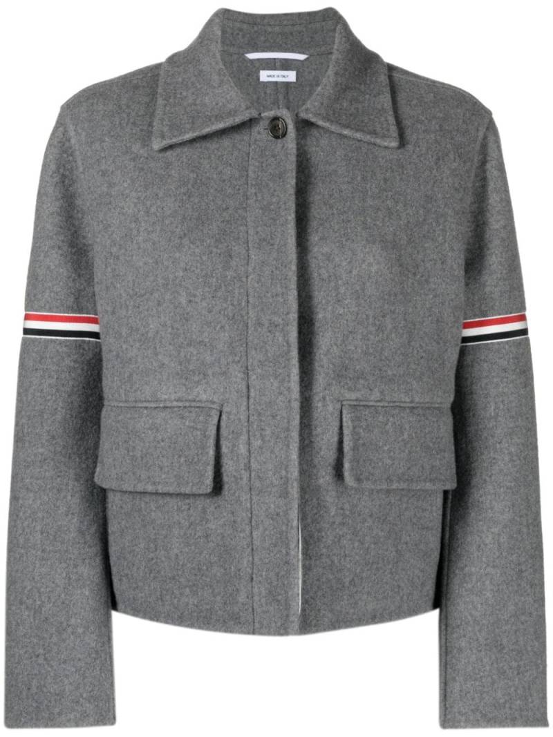 Thom Browne grosgrain-stripe brushed jacket - Grey von Thom Browne