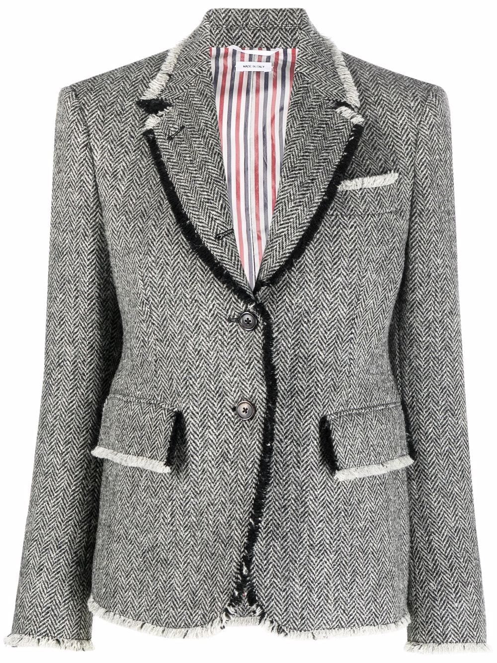Thom Browne herringbone wool single-breasted blazer - Grey von Thom Browne