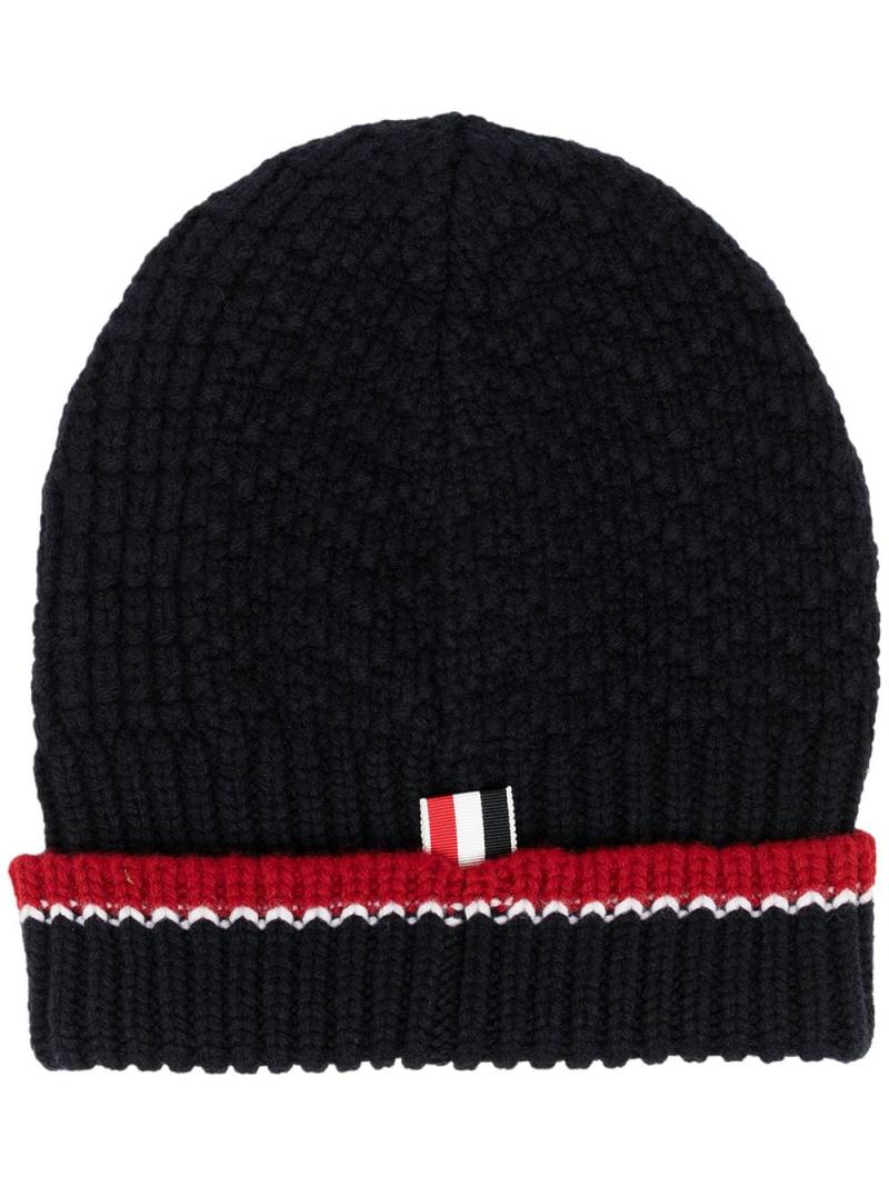 Thom Browne knitted merino beanie hat - Blue von Thom Browne