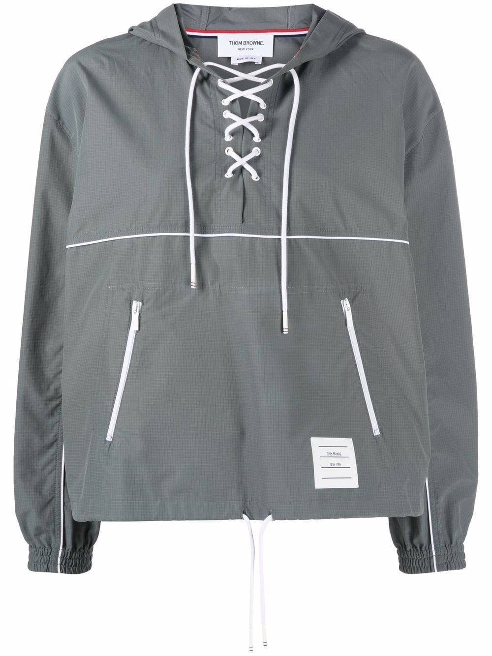 Thom Browne lace-up hooded jacket - Grey von Thom Browne