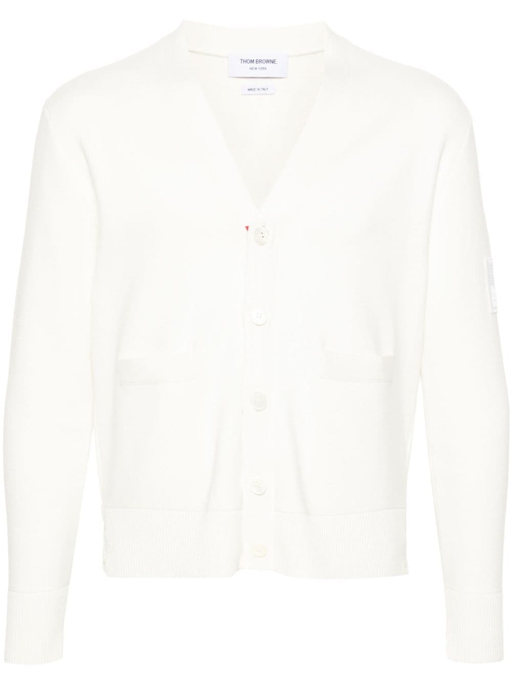 Thom Browne logo-patch cotton cardigan - White von Thom Browne