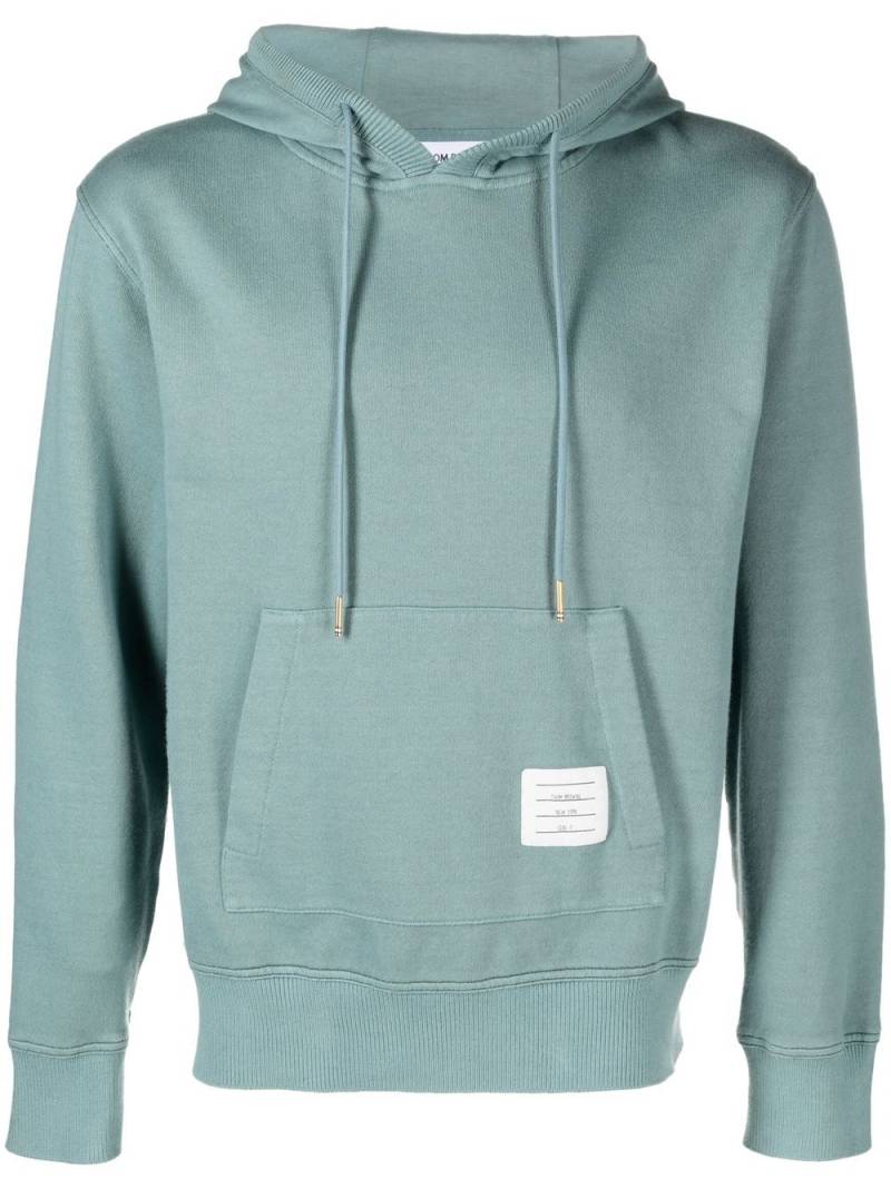 Thom Browne logo-patch drawstring hoodie - Blue von Thom Browne