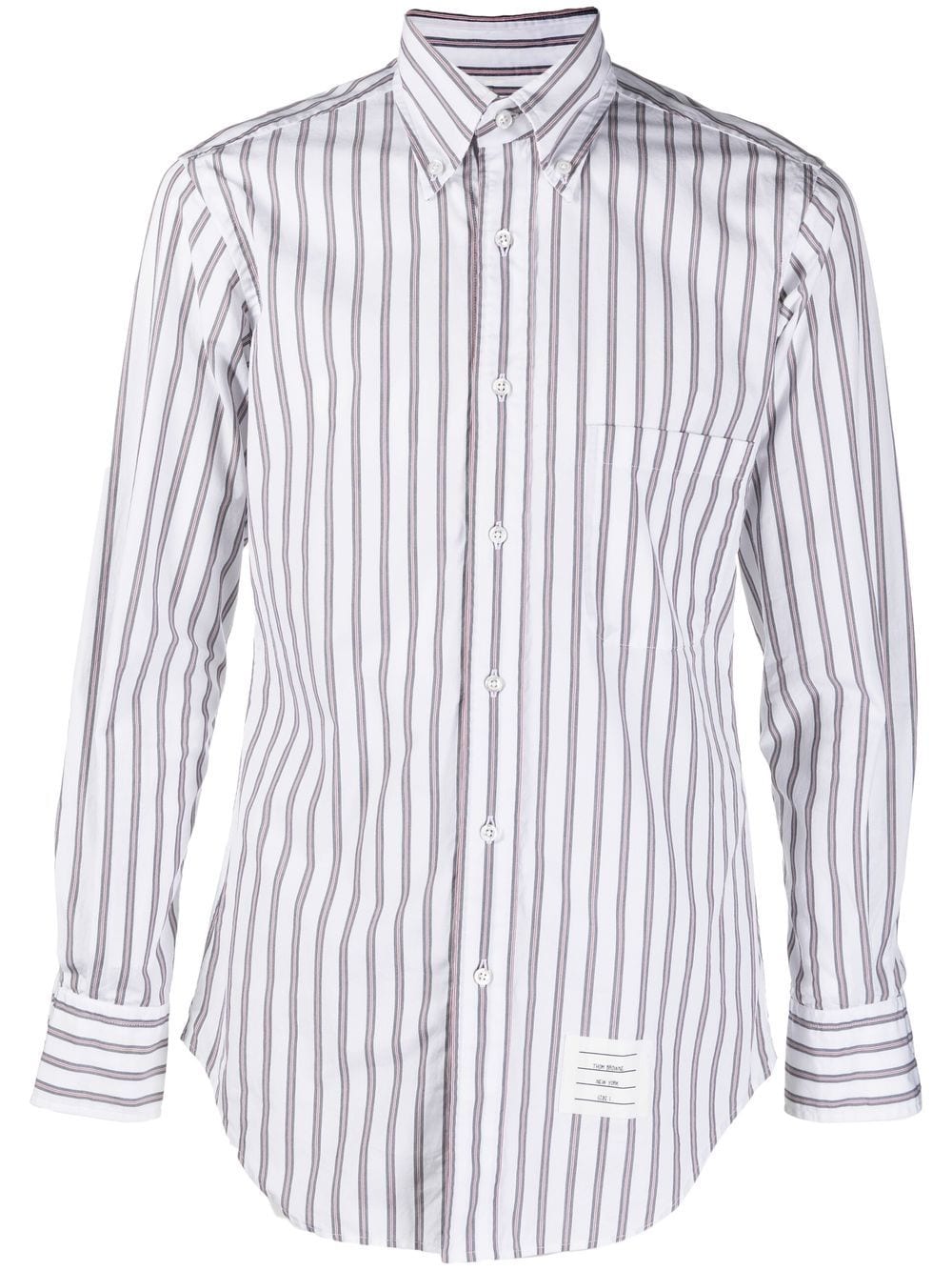 Thom Browne logo-patch striped shirt - White von Thom Browne