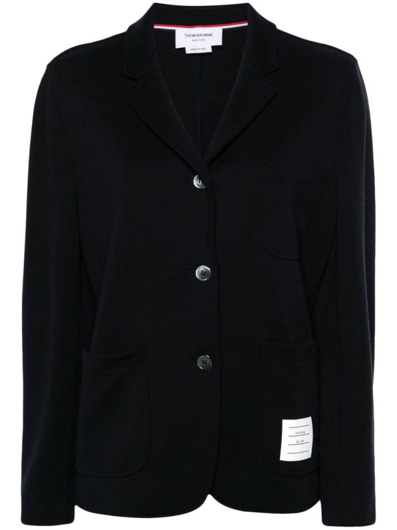 Thom Browne logo-patch virgin wool blazer - Blue von Thom Browne