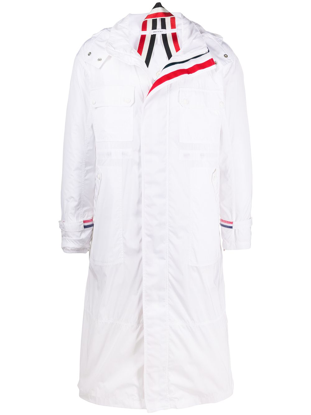 Thom Browne long shell striped parka - White von Thom Browne