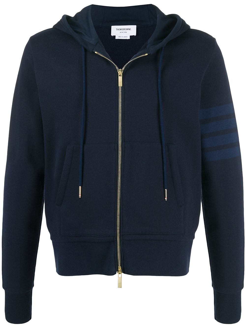 Thom Browne 4-Bar zip-up loopback-cotton hoodie - Blue von Thom Browne