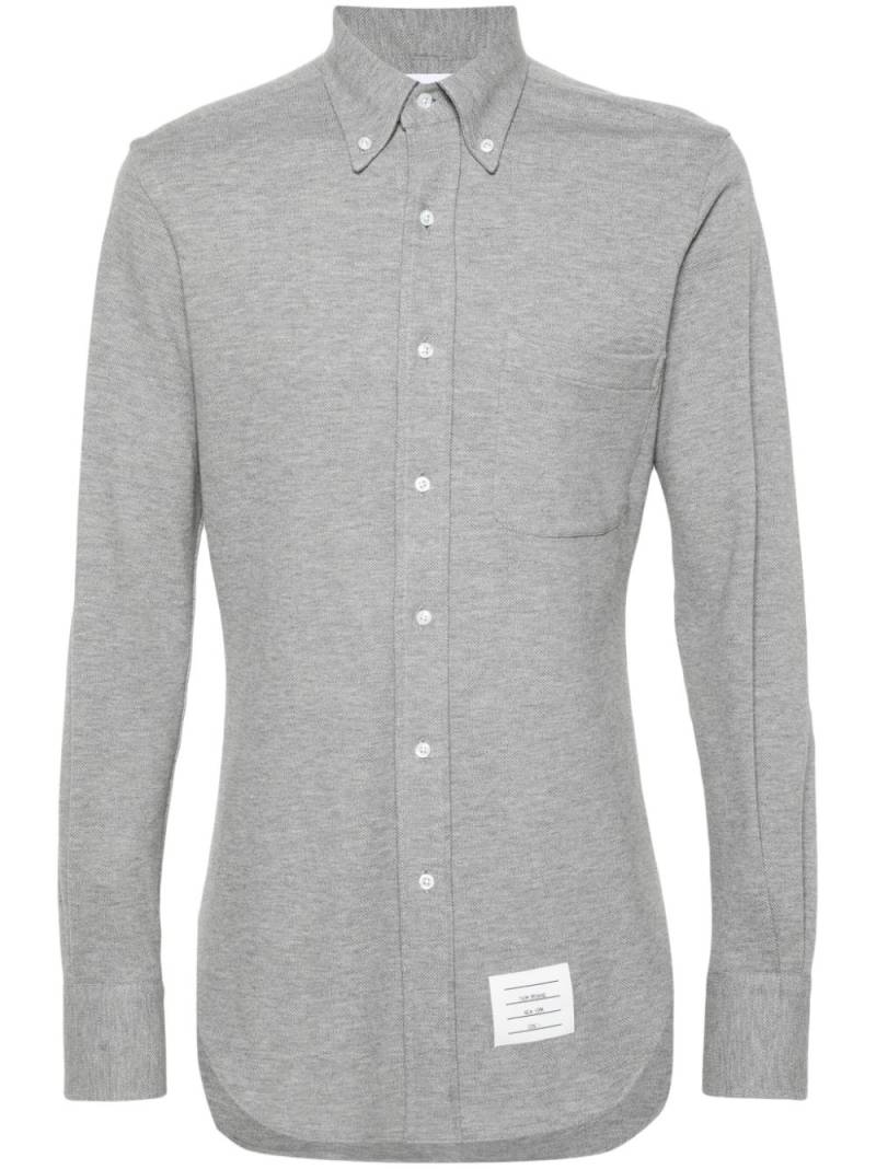 Thom Browne mélange-effect piqué shirt - Grey von Thom Browne