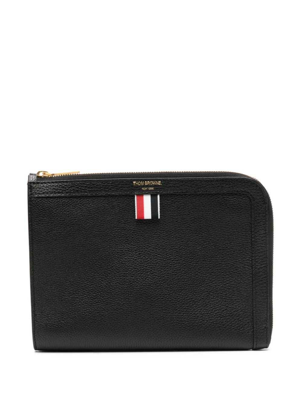 Thom Browne mini pebbled leather Gusset Folio - Black von Thom Browne