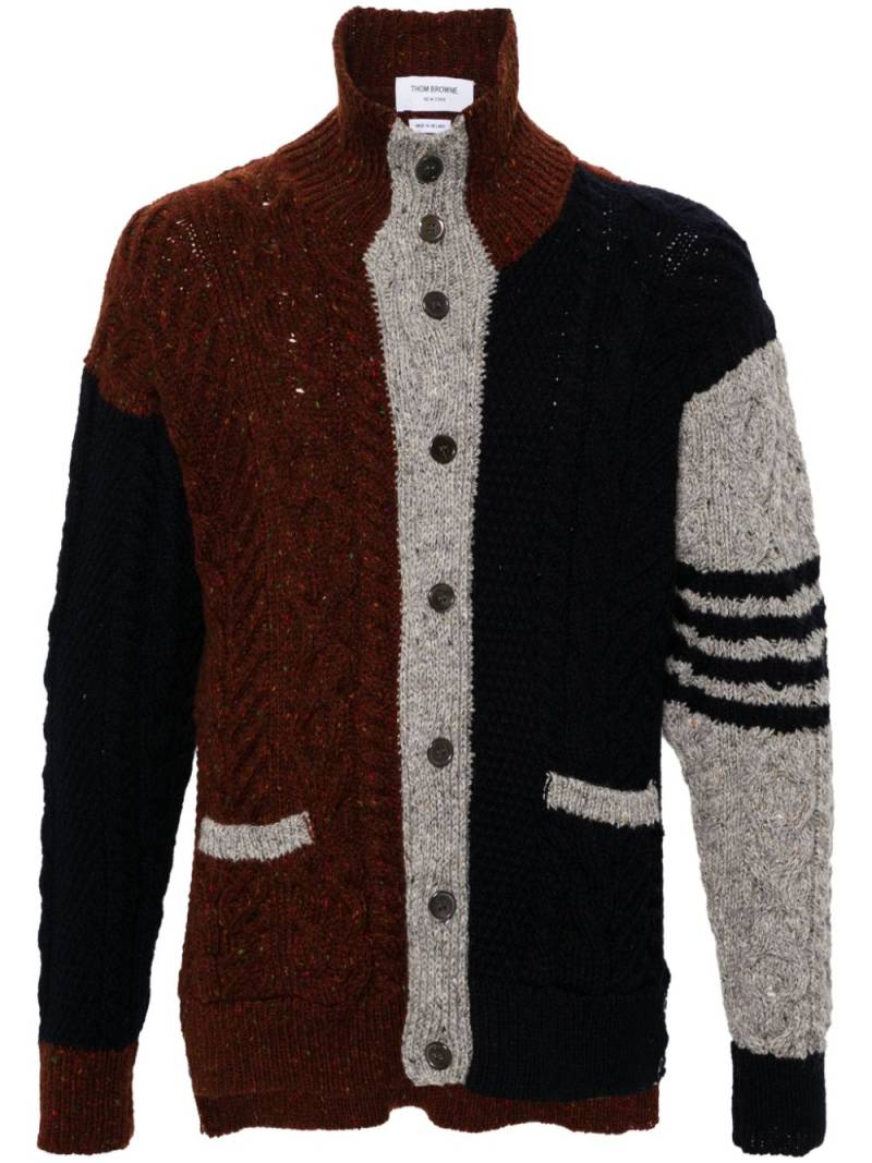 Thom Browne mock-neck cable-knit cardigan - Blue von Thom Browne