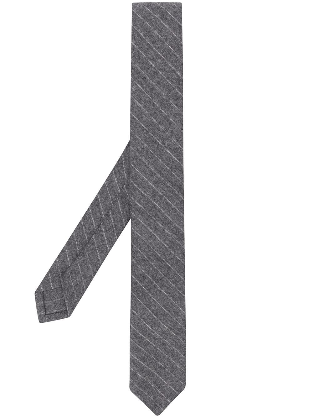 Thom Browne narrow chalk-stripe tie - Grey von Thom Browne