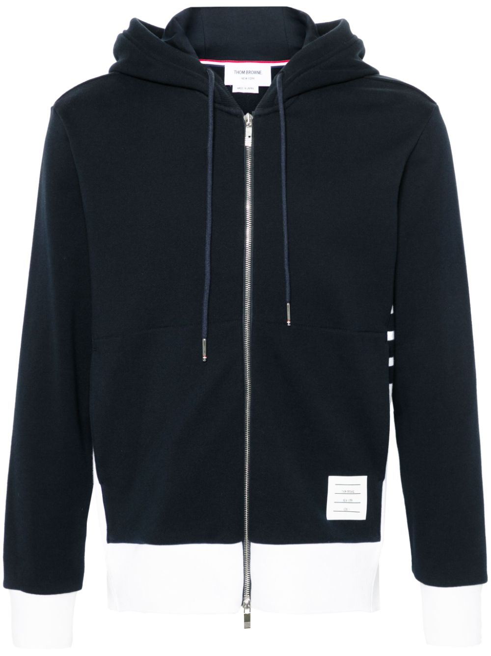 Thom Browne panelled zip-up cotton hoodie - Blue von Thom Browne