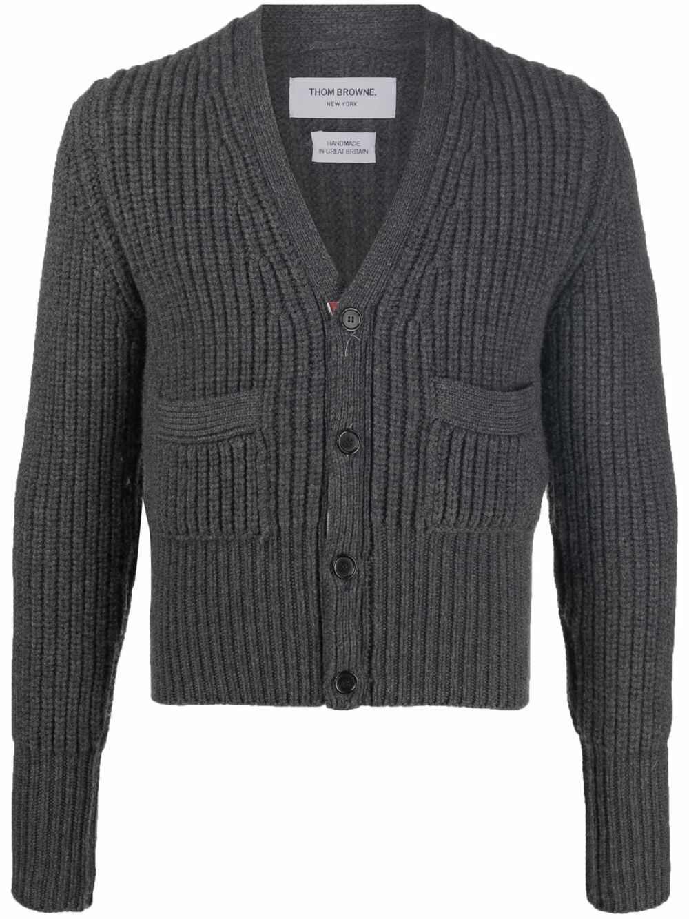 Thom Browne patch-pocket cashmere cardigan - Grey von Thom Browne