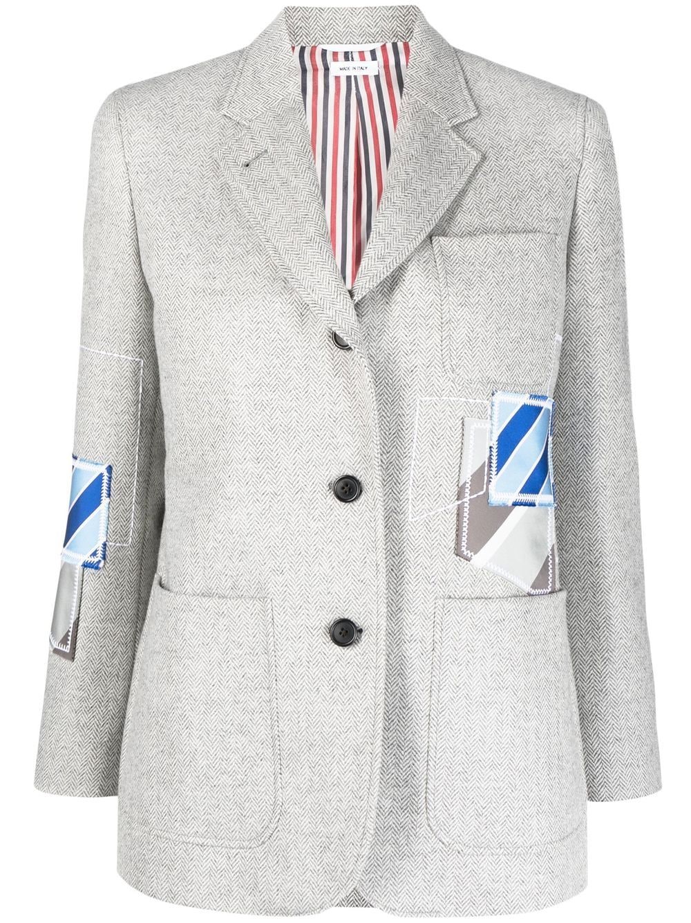 Thom Browne patchwork applique wool blazer - Grey von Thom Browne