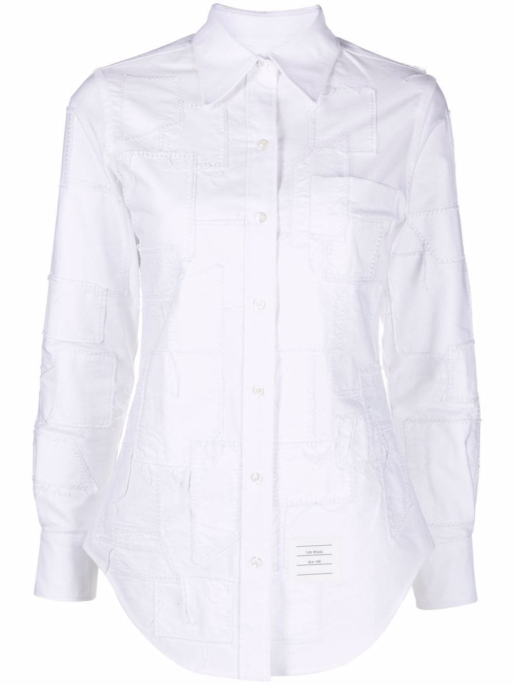 Thom Browne patchwork stitch button-up shirt - White von Thom Browne