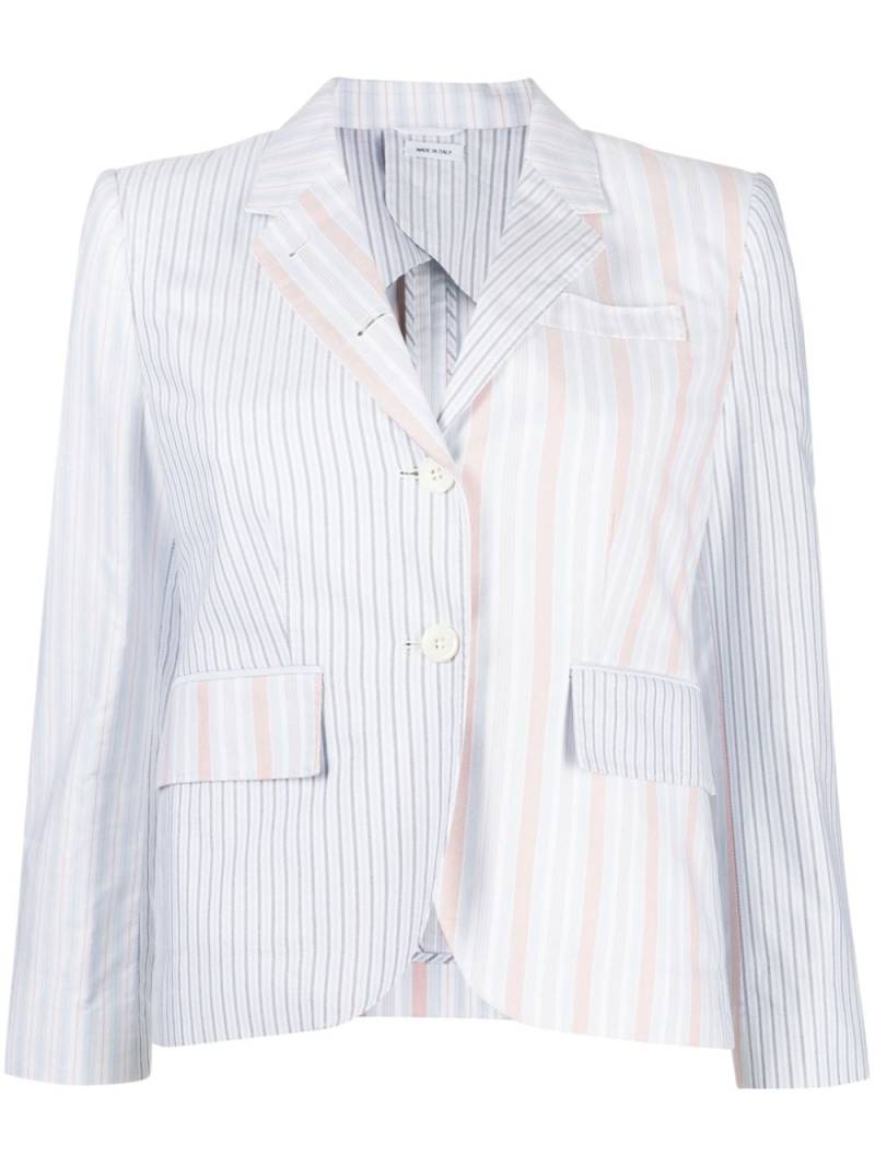 Thom Browne patchwork striped cropped blazer - Blue von Thom Browne